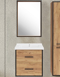 ASB-Mebel Мебель для ванной Монца 60 подвесная дуб золотой – фотография-1